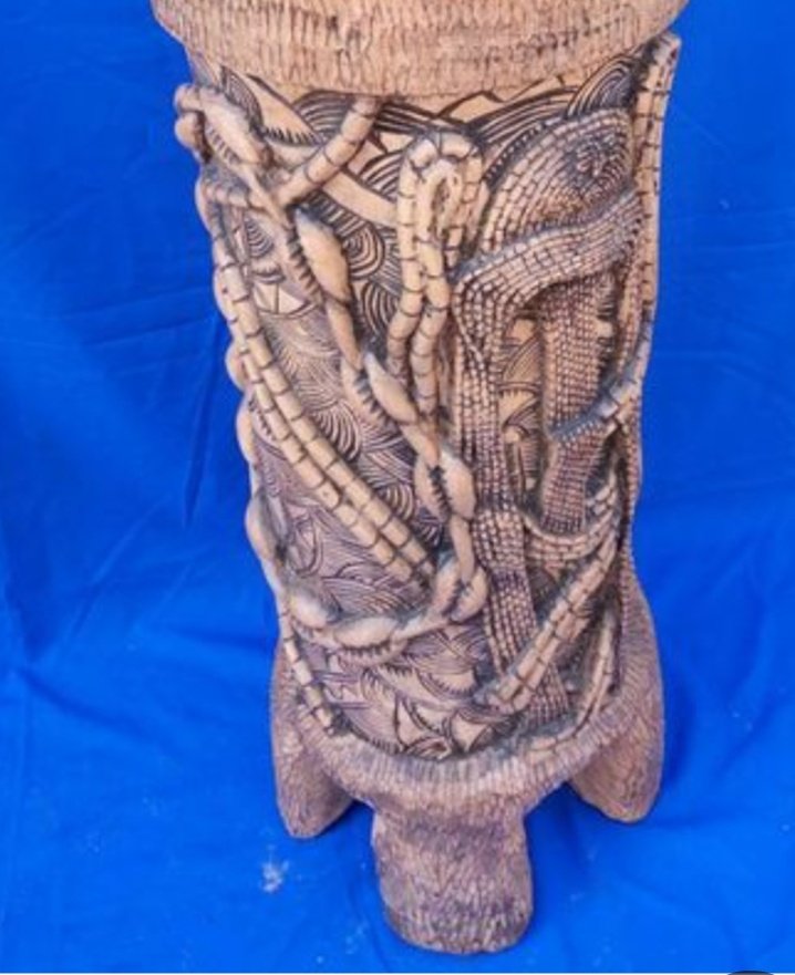 auctionnownow's tweet photo. GBEDU (2016)by Ayandepo Ayanladun
A tribute in wood to the Yoruba ceremonial drum that once echoed through palaces and festivals.Each carved detail honors rhythm, ritual, and heritage.

 Explore the work → https://t.co/hw5t1UhtVD

#AfricanArt #AbstractSculpture #YorubaTradition https://t.co/lIheMfAXSf