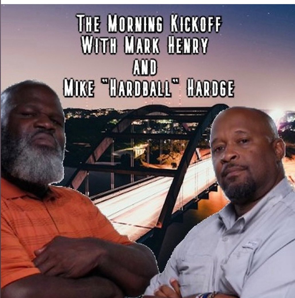 HardballHardge's tweet photo. Today’s @MorningKickoff 7-9a @am1300thezone @TheMarkHenry 
-@TexasMBB Coach Vic spoke 
-@TexasFootball bye week 
-@EricCHenry_ 734a
-@NHL record 
-@NBA and @NFL talk 
#PredictionThursday 
https://t.co/G6rpzC7NNH https://t.co/ZlrYPNG8TC