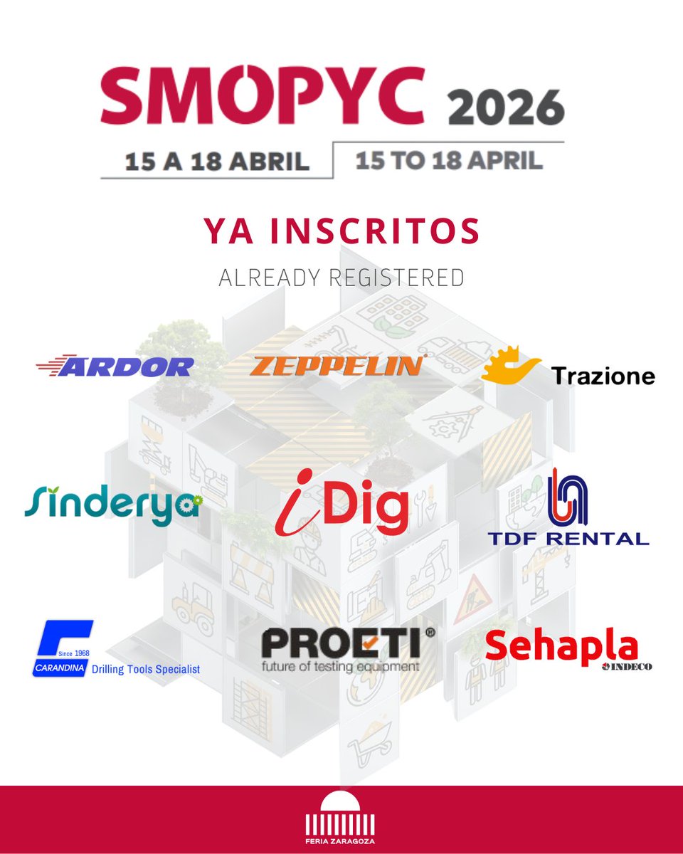 Nuevos expositores se suman a #SMOPYC2026, reforzando la presencia y el dinamismo del sector en la gran cita de Zaragoza.

 📅 Del 15 al 18 de abril de 2026
📍 Feria de Zaragoza