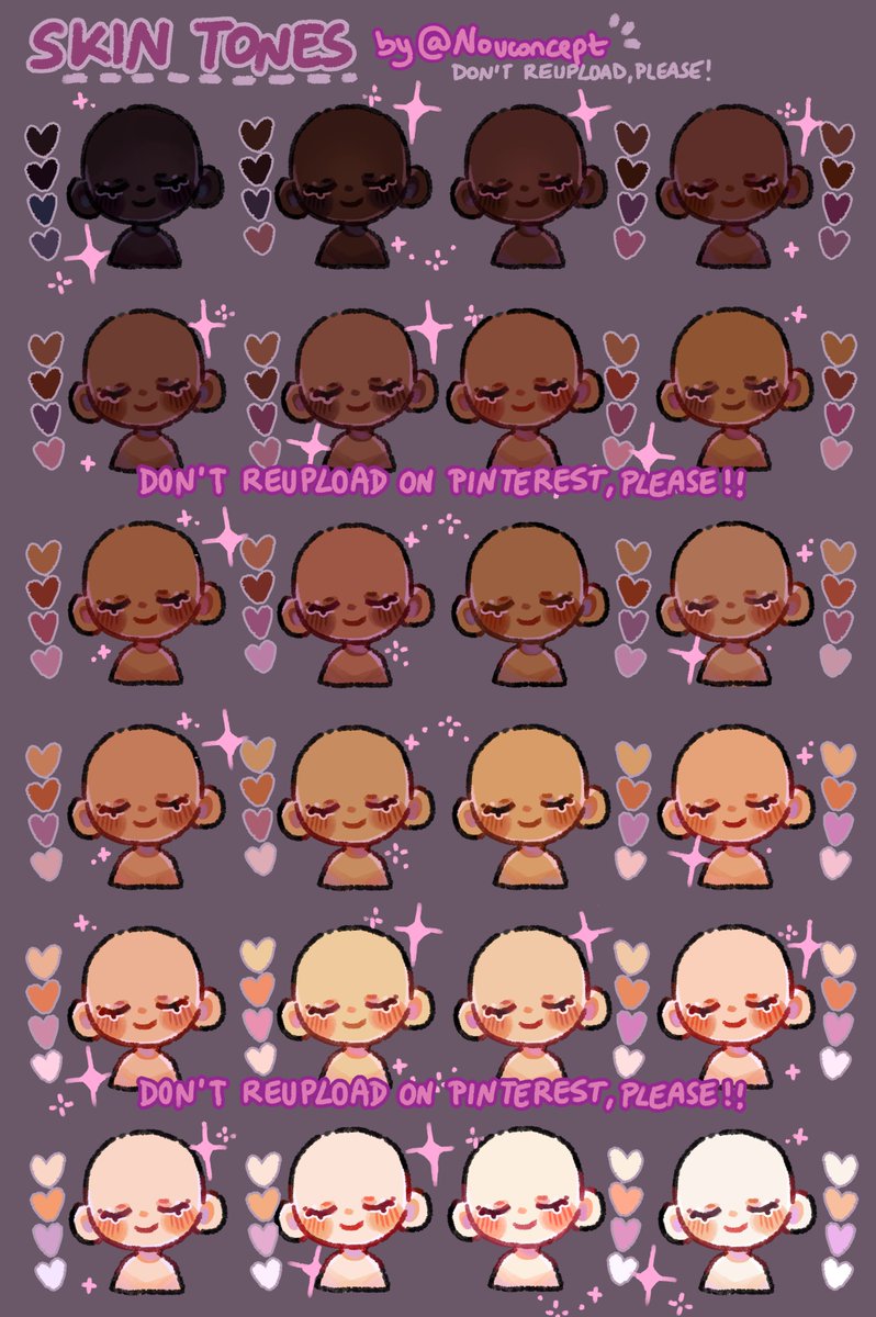 🎨✨ All my skin tones palettes made so far! You can use them for reference!