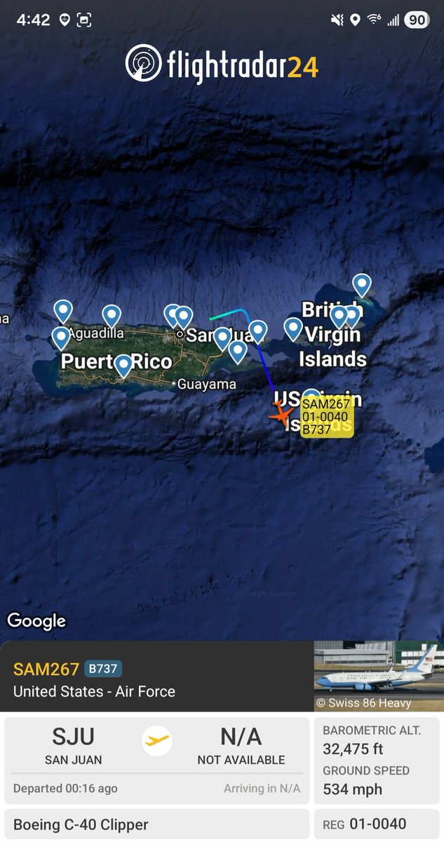 Borrowed7Time's tweet image. USAF C-40 Clipper 01-0040 #AE0945 as SAM267 departed San Juan. On board, SOUTHCOM Commander Adm. Alvin Holsey.
@sipjack1776 @FlconEYES @Arr3ch0 @LadyAstroJet
