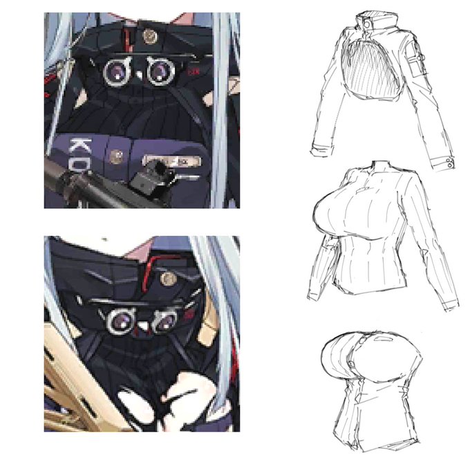 昨日、416の立ち絵をめっちゃ拡大して見てたんですけど、
襟から脇の下までの服の生地が胸元と違ってたんで
もしかしてこういう構造になってるってことすか?
これエッチじゃないすか? 