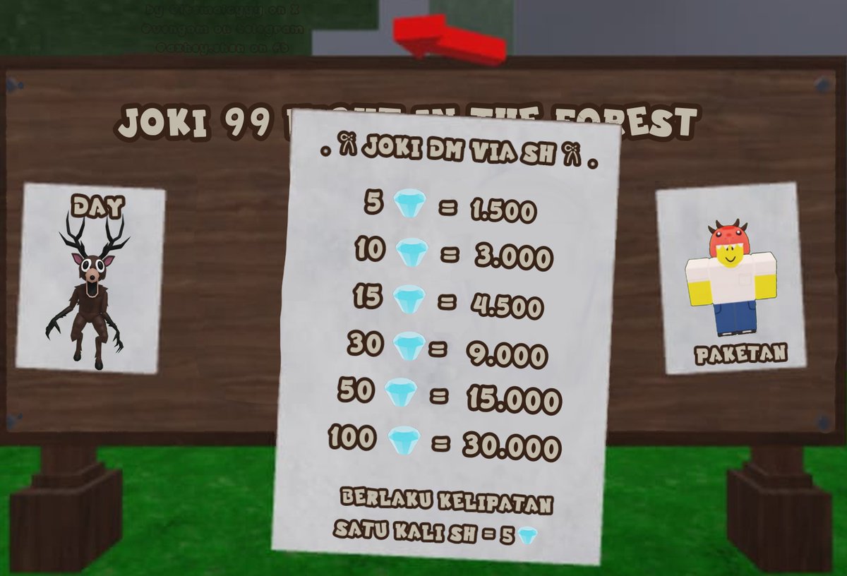 itsmaicyyy's tweet photo. kita open joki 99 ya guyss, close kalo badmood .. dikerjain sesuai antrian kalo inrush +2k yap avrek dan avqr jugaa yuu joki skrg
#zonajajan #zonauang #lapakba #ROBLOX #99NightInTheForest https://t.co/YtnWkegqs8