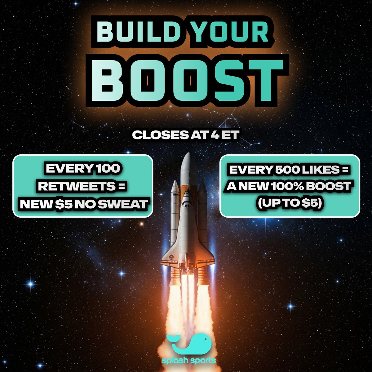 🚀BUILD YOUR BOOST🚀

🔁 Every 100 retweets = New $5 No Sweat
❤️ Every 500 likes = New 100% Boost

The more likes and retweets, the more no sweats/boosts you get 👀 (must be following for like/retweet to count)

Boosts will be released after the 4 ET deadline 🤝