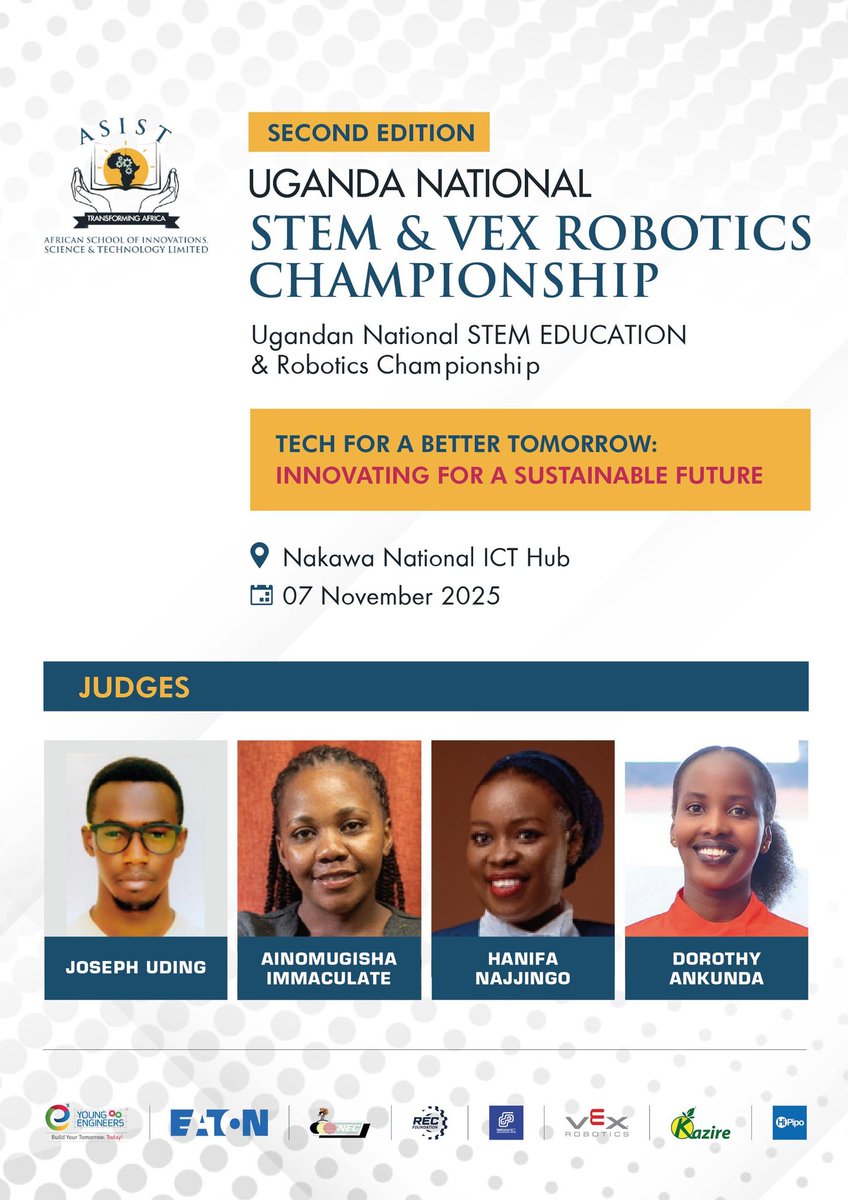 YoungEngneersUG's tweet photo. Meet the brilliant minds behind the decisions!
Our panel of judges is ready to evaluate creativity, teamwork & engineering excellence.
#UgRobotics2025Updates https://t.co/6ZXtgWNqCZ