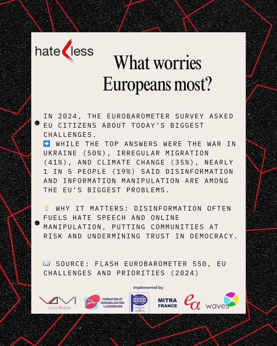 HATELESS_EU's tweet image. #HateLess #Eurobarometer #Disinformation #HateSpeech #Democracy #FundamentalRights #DigitalRights #EU