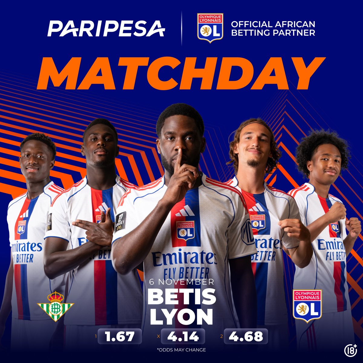 🏆 EUROPA LEAGUE HEAT!

🇪🇸 Betis come in hot after smashing 3–0 in LaLiga.
🇫🇷 But Lyon’s unbeaten streak in UEL still stands 💪

Who’s your pick — Betis or Lyon?
Back your team with PariPesa: m.paripesa.bet/5a6d31

PariPesa — Official Betting Partner of Lyon in Africa! 🇫🇷🔥