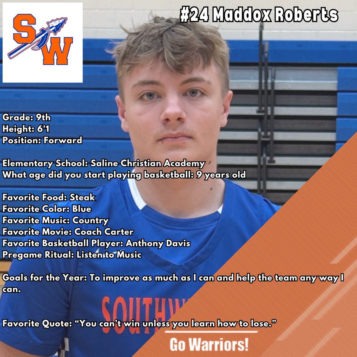 Freshman Forward Maddox Roberts 🔵🟠