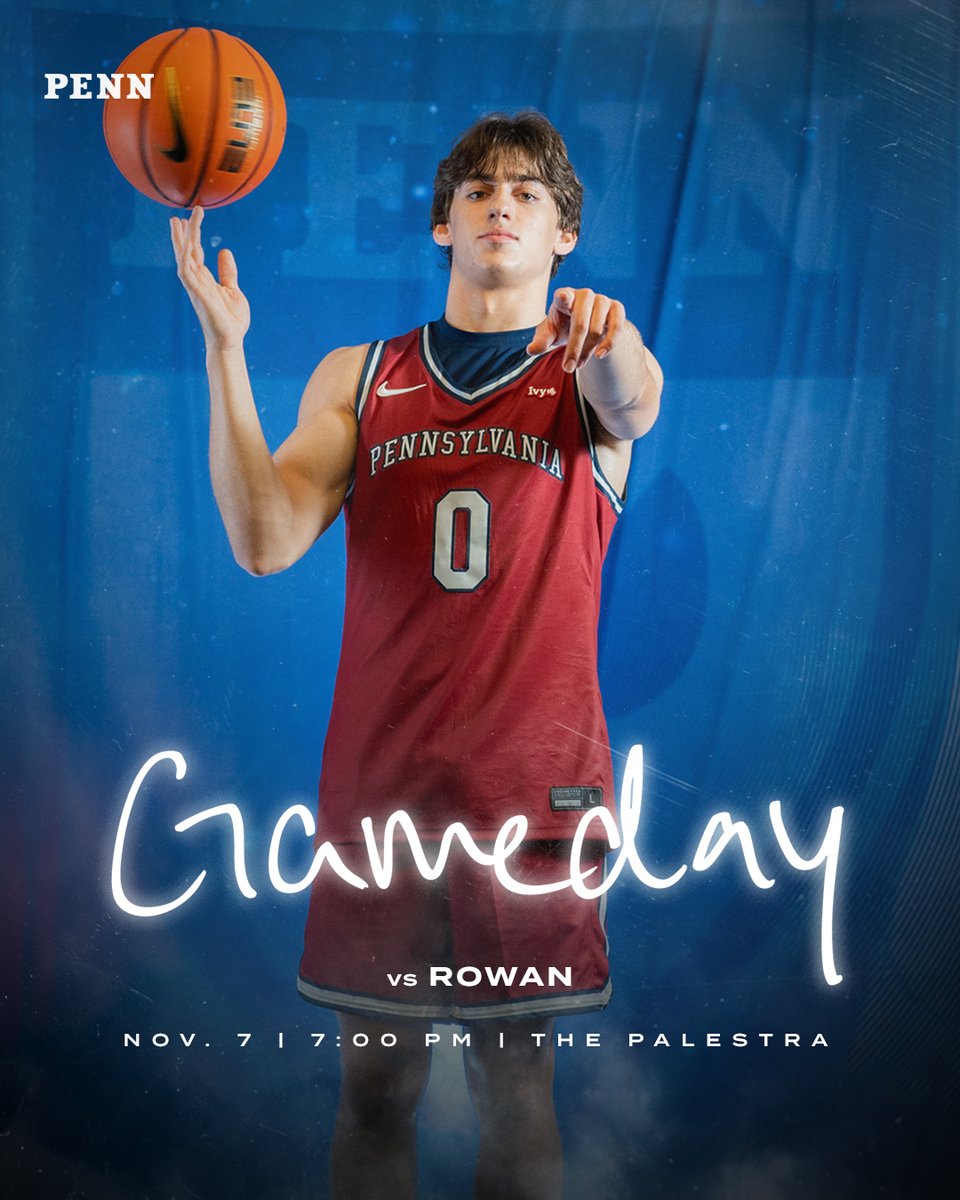 GO TIME! Ready to tip off the McCaffery Era tonight with the Profs.

🆚 Rowan
📍 The Palestra
🕖 7 p.m.
📺 ESPN+ ($) | goquakers.co/3WHcgIw
📻PennAthletics.com/audio
📊 goquakers.co/43OF1qB

#FightOnPenn 🔴🔵🏀