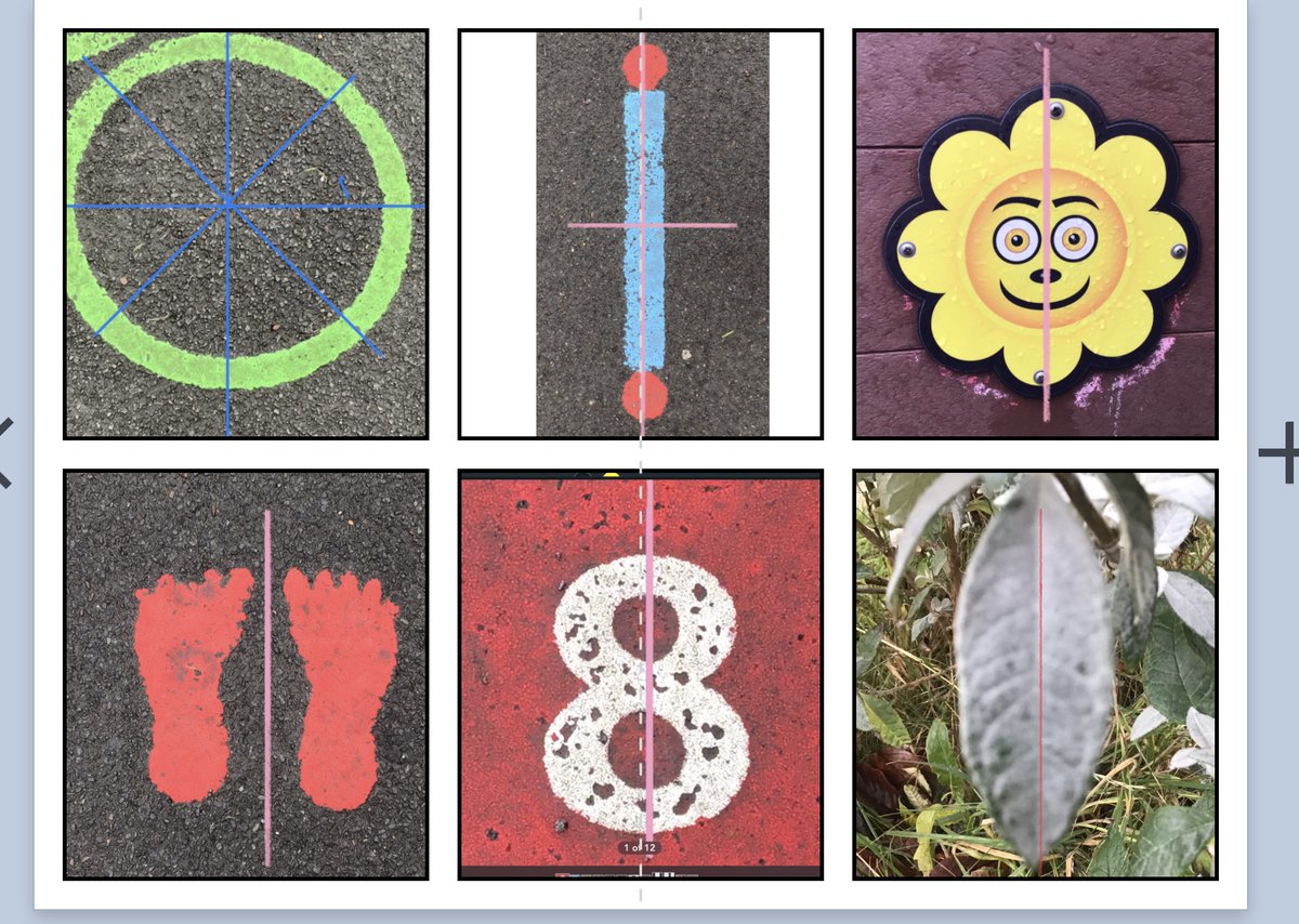 Sandwood120's tweet image. Primary 6 went on a symmetry hunt  for our mathematics today. We identified examples of symmetry in the environment and used our digital literacy skills to take photos and to mark up the lines of symmetry.
@glasgowcounts
#outdoorlearning
#Article28
#Globalgoals4