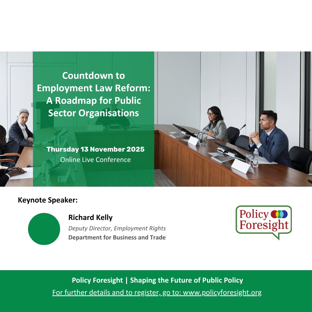 One week to go until our Countdown to Employment Law Reform Virtual Conference on Thursday 13 November!

Register now to join us: policyforesight.com/events-details…