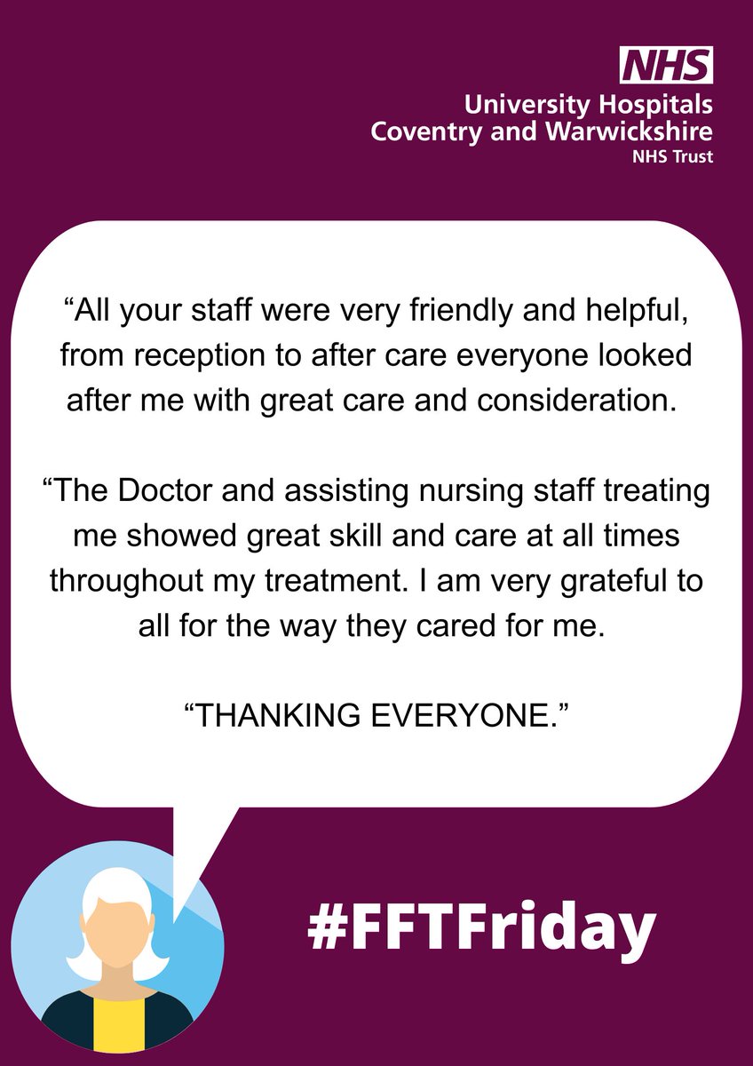 Our first #FFTFriday visit this week is to the Endoscopy Unit at the Hospital of St Cross <a href="/nhsuhcw/">UHCW NHS Trust</a>.

This patient wanted to thank all the staff that looked after them with great care and compassion.  

#WhatMattersToYouMattersToUs #FFTFriday