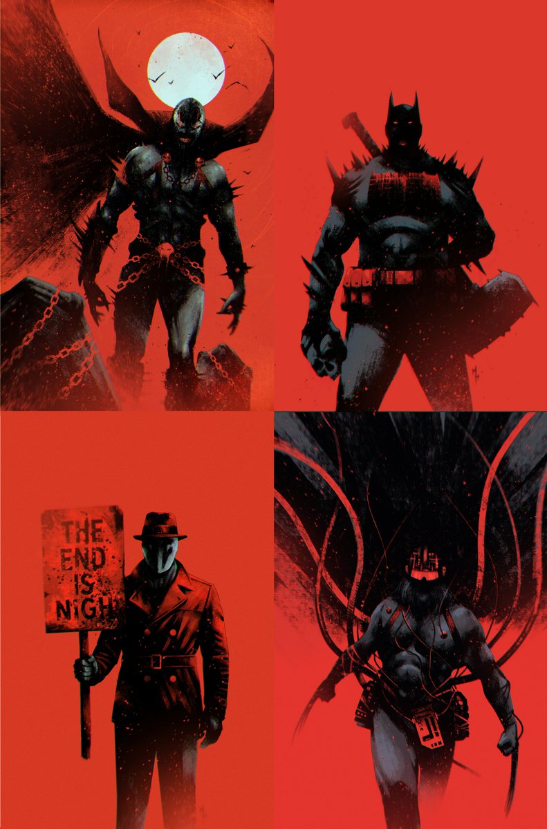 MaanHouse's tweet image. Red #Spawn #absolutebatman #Rorschach #Wolverine