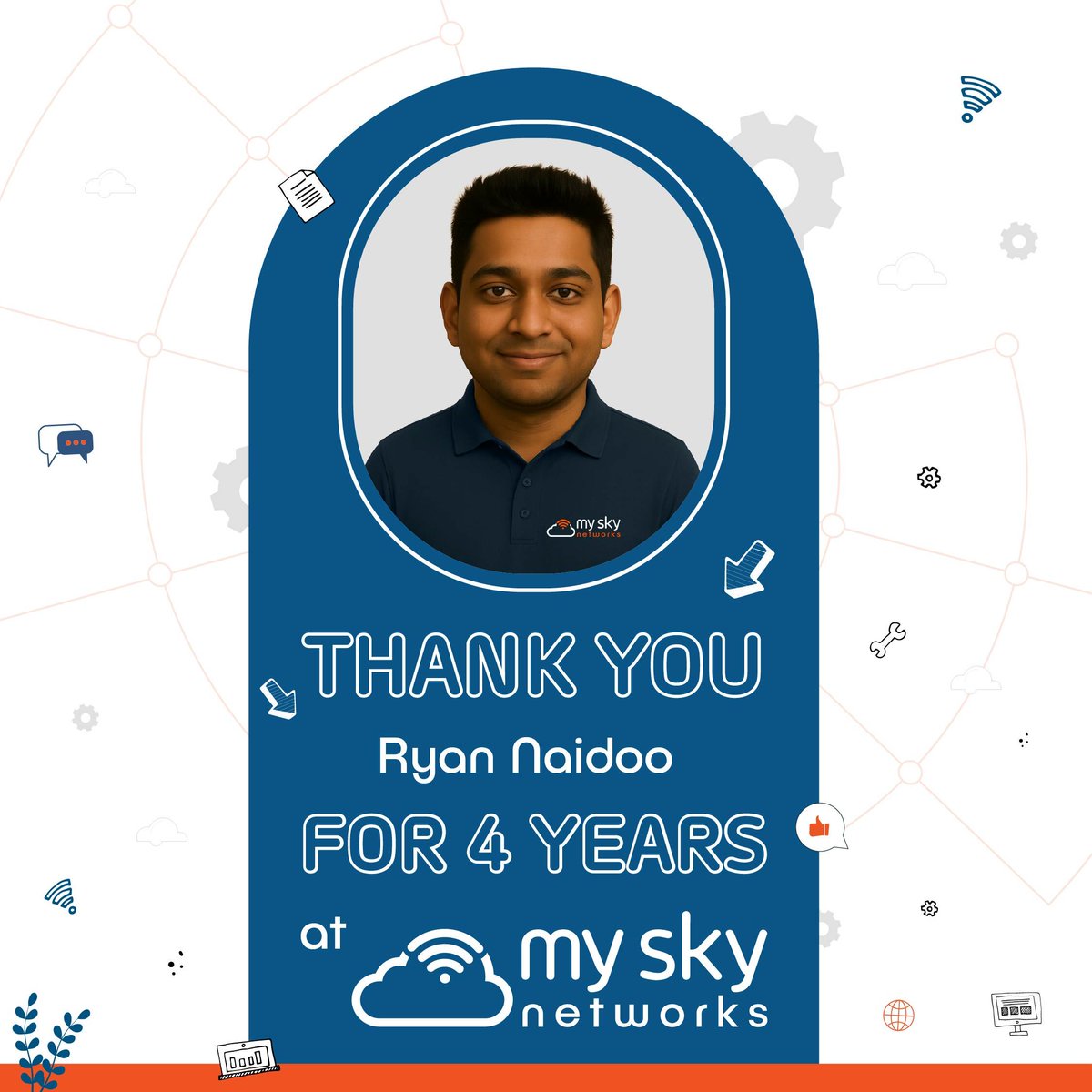 This month, Ryan marks 4 years with us at MySky Networks. Thank you for the hard work and consistency you bring to the Dream Team.
#Gratitude #WorkMilestone #MySkyNetworks