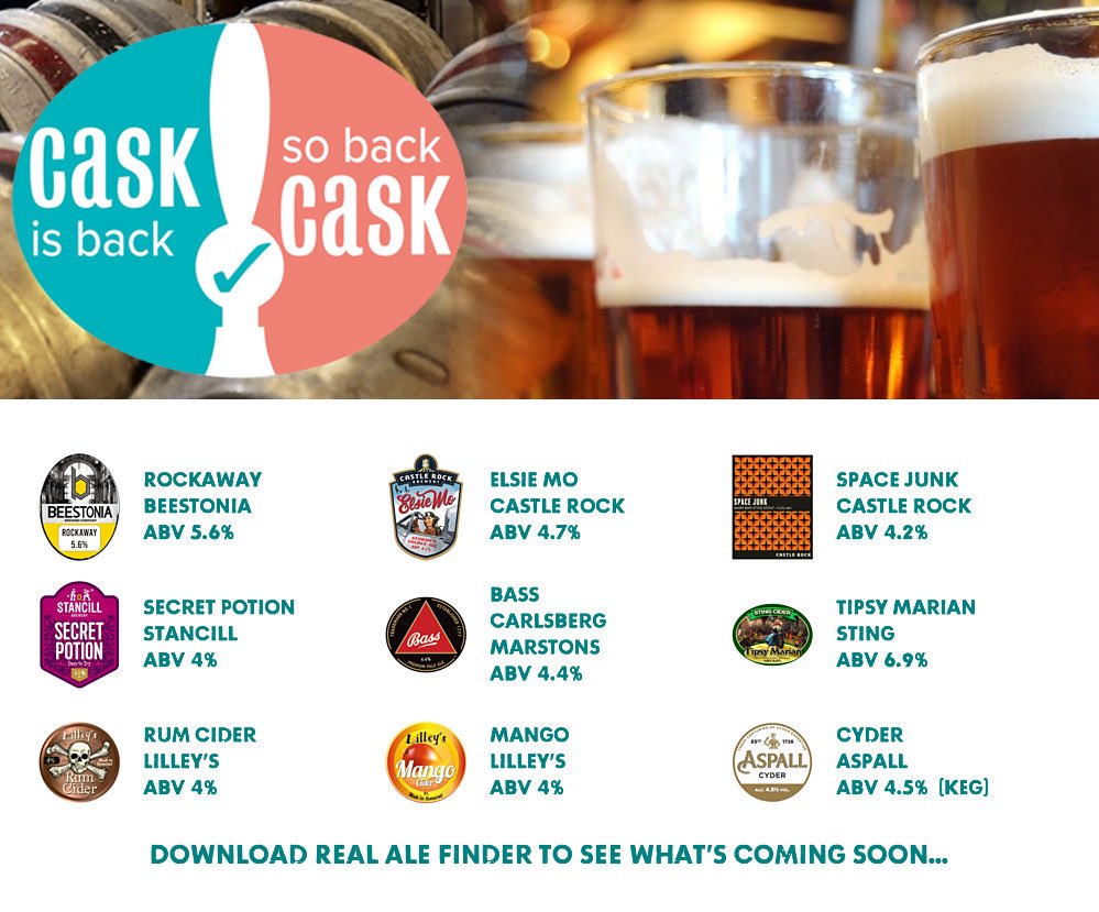 On the bar today!
Beer Board: bit.ly/2vu8OV3
#CaskIsBack  <a href="/CRBrewery/">Castle Rock Brewery</a> <a href="/StancillBrewery/">Stancill Brewery</a> <a href="/MarstonsPLC/">Marston's PLC</a> <a href="/lilleyscider/">Lilley's Cider</a> <a href="/Aspall/">Aspall</a> 
#RealAleFinder