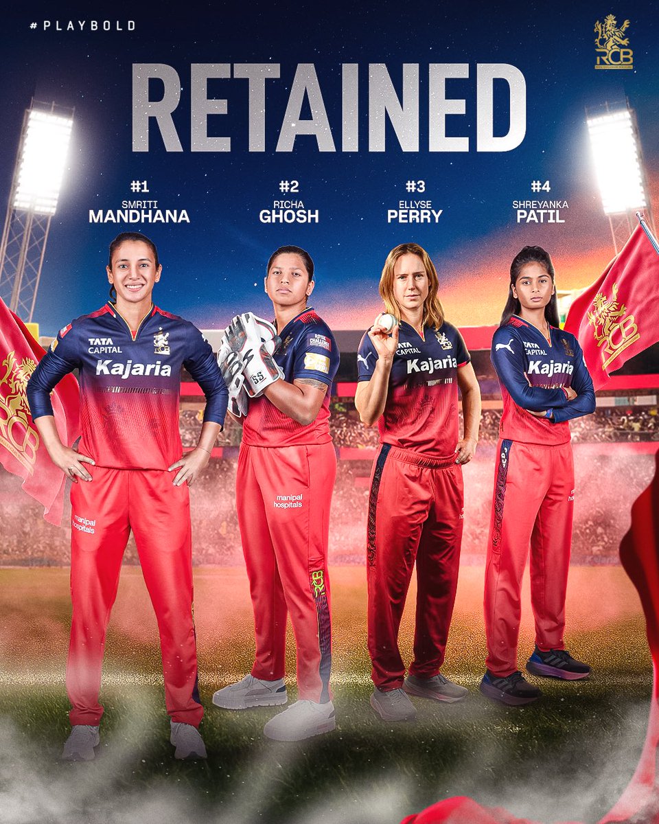 SubashMV5's tweet image. The team retention list 
#WPL2026 #WPLRetention #MI #RCB #WPL ##TATAIPL