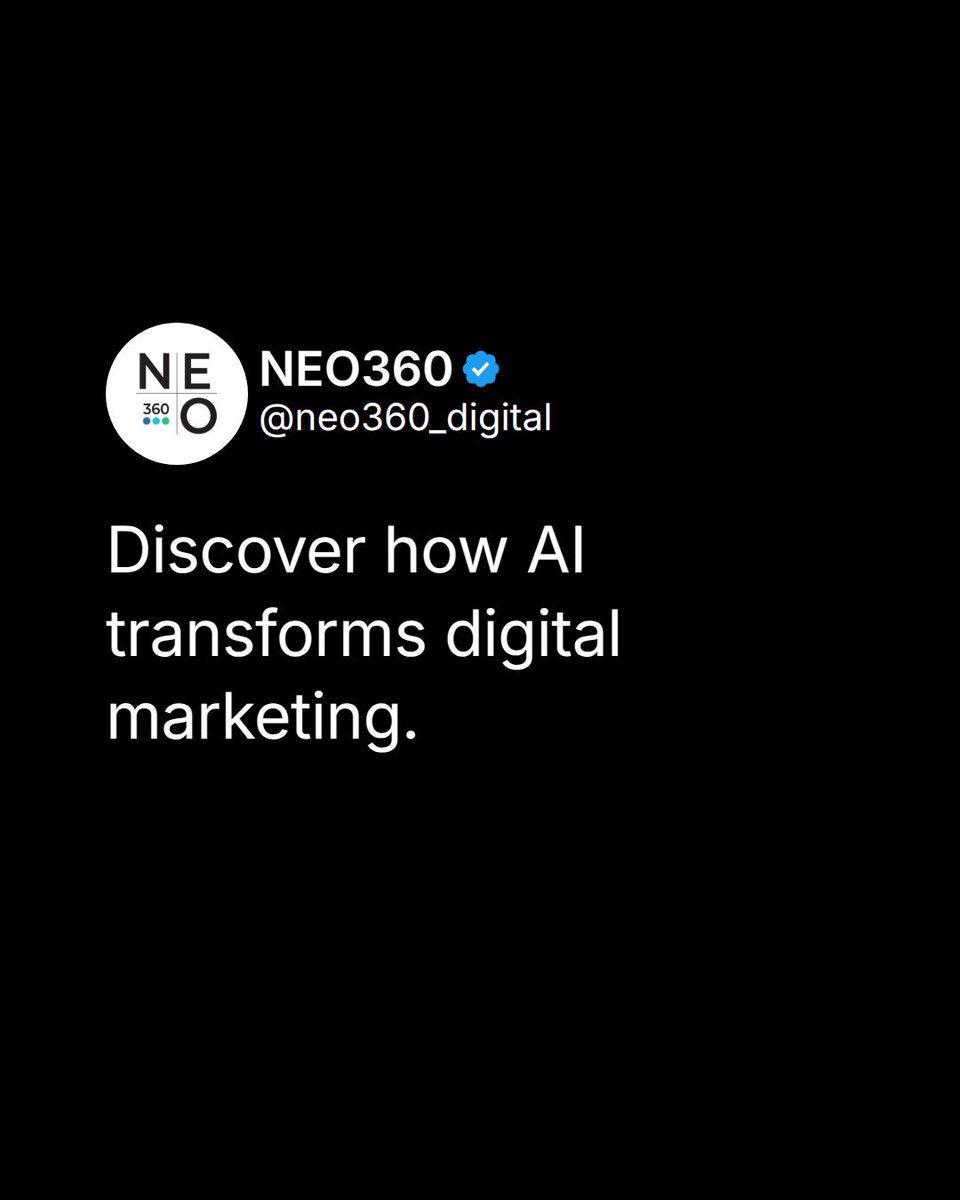 NEO360_Digital's tweet photo. AI is reshaping marketing with personalised strategies, enhanced insights, and creative freedom. Elevate your marketing with https://t.co/PqzrUC67jZ. Ideal for business leaders seeking clarity and impact. https://t.co/BYo5CC3dSe