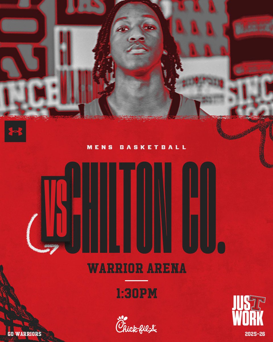 This is what you've been waiting for... 
ITS GAMEDAY!

🏀: vs Chilton County 
📍: Warrior Arena 
⏰️: 1:30pm
📺/💻: NFHS Network
🎟️: gofan.co/event/5153894

#JustWork