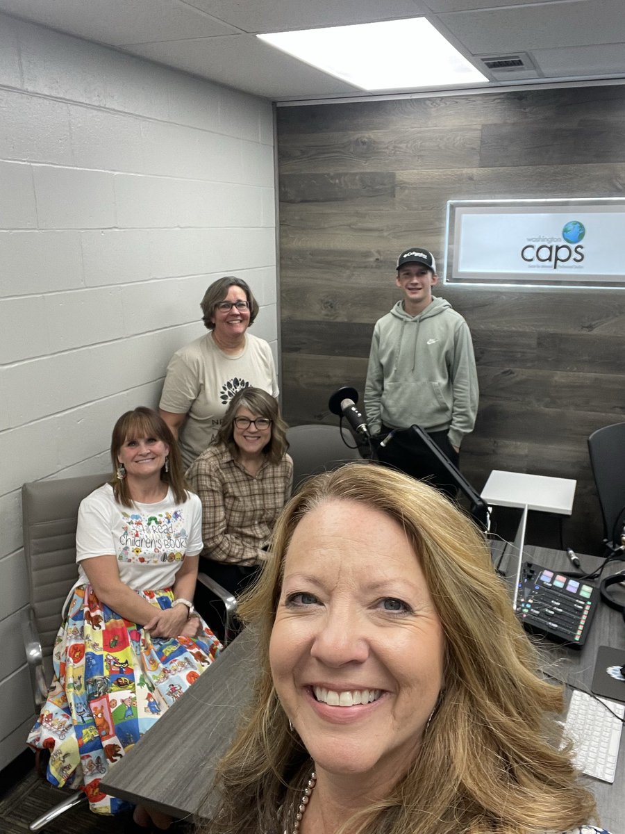 DrJKephart's tweet photo. Thank you to our library media specialist who joined me in the @capsbiz_wash podcast studio to record our November episode all about our district theme, Readers ROCK and our November BOOK BINGO challenge. Keep reading, Blue Jays πππ€©BluejayPride #ReadersROCK https://t.co/0yqlMzHeov