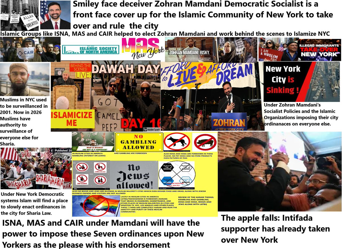 a158701's tweet photo. @DavidJHarrisJr They got their chance now with Zohran Mamdani as Mayor in NYC. They got the ballot to impose Islamic city ordinances upon ALL New Yorkers in 2026 as they already have in London UK and Paris France. https://t.co/aOtROrVurR
