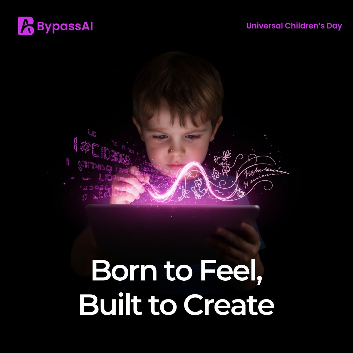 Bypass_AI's tweet photo. 🌍 Happy Universal Children’s Day!
Every great creator starts with curiosity.
Born to feel. Built to create. 💡
— From all of us at #BypassAI 💙 #ChildrensDay https://t.co/iierQFEL8X