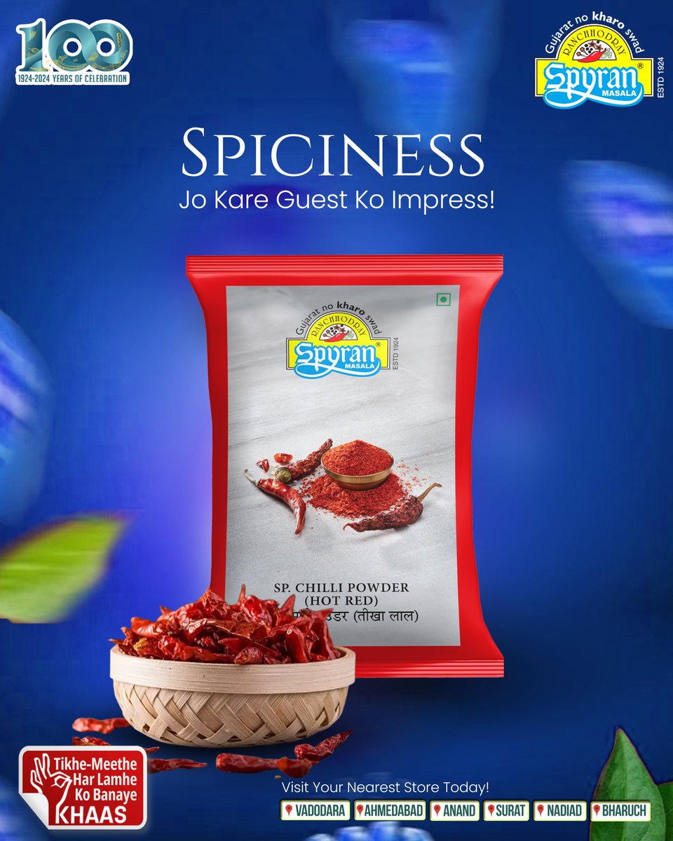 SpyranRetail's tweet image. Ek Chhutki Tikhalal, Aur Khana Ban Gaya Kamaal!

Bring home the bold, red flavor of Spyran Hot &amp;amp; Red – Tikhalal Mirch Powder 

🛒 Buy Now: spyranretail.in
📲 Download: Spyran Retail App
🏪 Visit your nearest Spyran Retail Store

#SpyranMasala #BestSpiceShop
#MasalaMagic