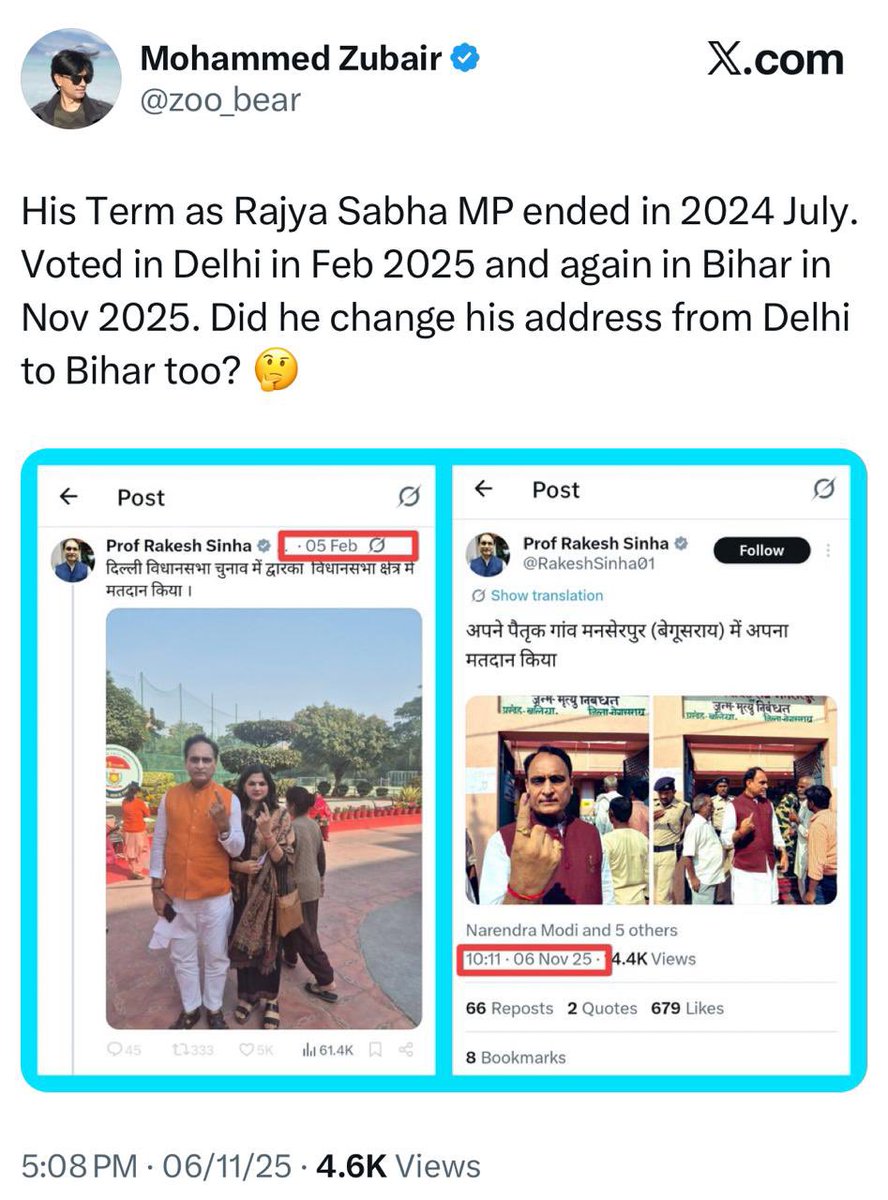 rajuparulekar's tweet image. 🚨 Mohammed Zubair @zoo_bear exposes VOTE CHORI by BJP Leaders and Cadres.

▪️This is also the reason why ECI doesn’t want to use Information Technology (de-duplication software).

▪️Zubair is doing more for  India’s electoral integrity than Gyanesh Kumar and the ones paid for…