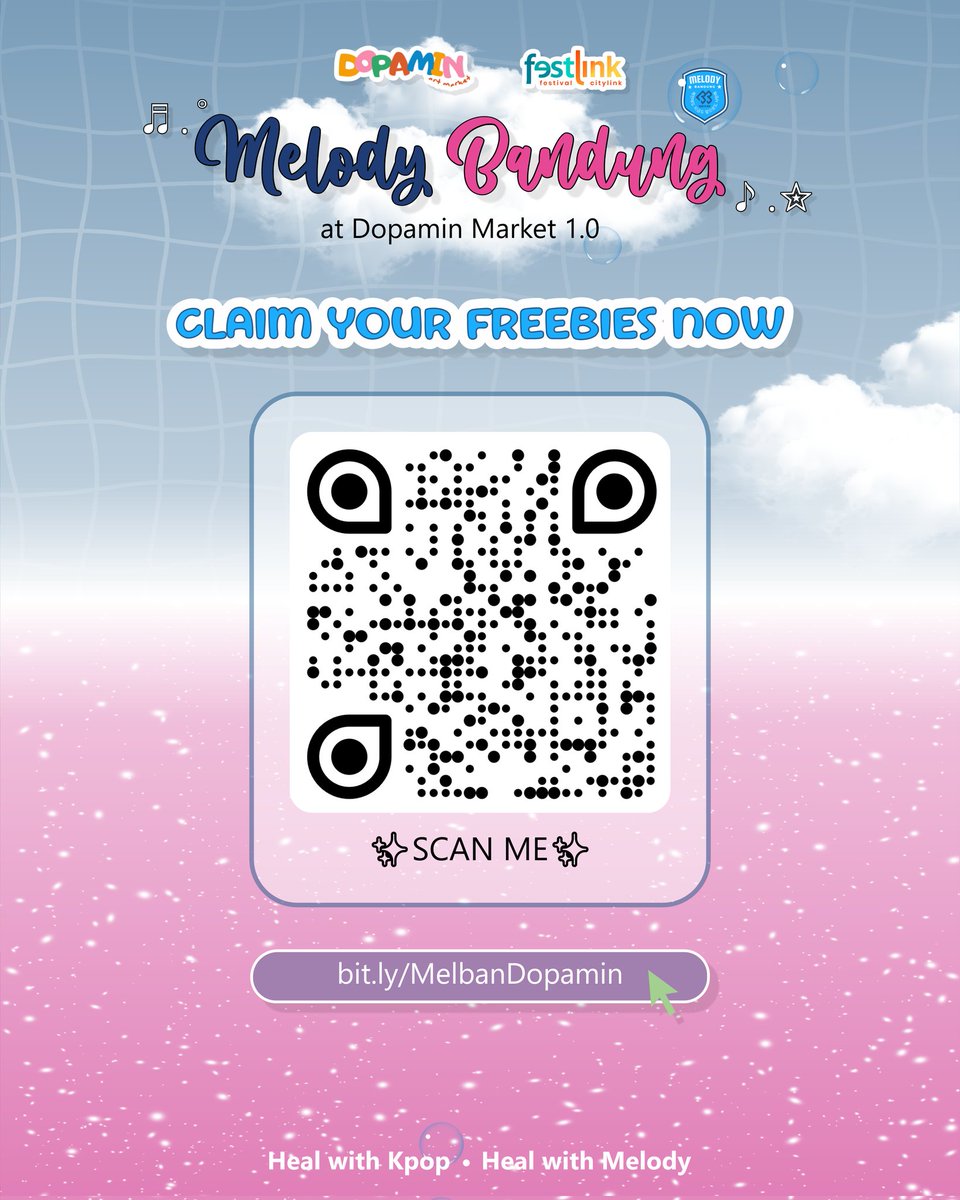 MELODY BANDUNG AT DOPAMIN MARKET 1.0

🎶Heal with Kpop🎶

📅 Sunday, 9 November 2025
🕙 10.00 WIB till Give Up
🏢 Festival Citylink Bandung (LG floor)

‼️FREE ENTRY‼️

Regist and claim your freebies now!
🫧 bit.ly/MelbanDopamin

SEE YOU THERE, MELODY! 💙🩵🤍