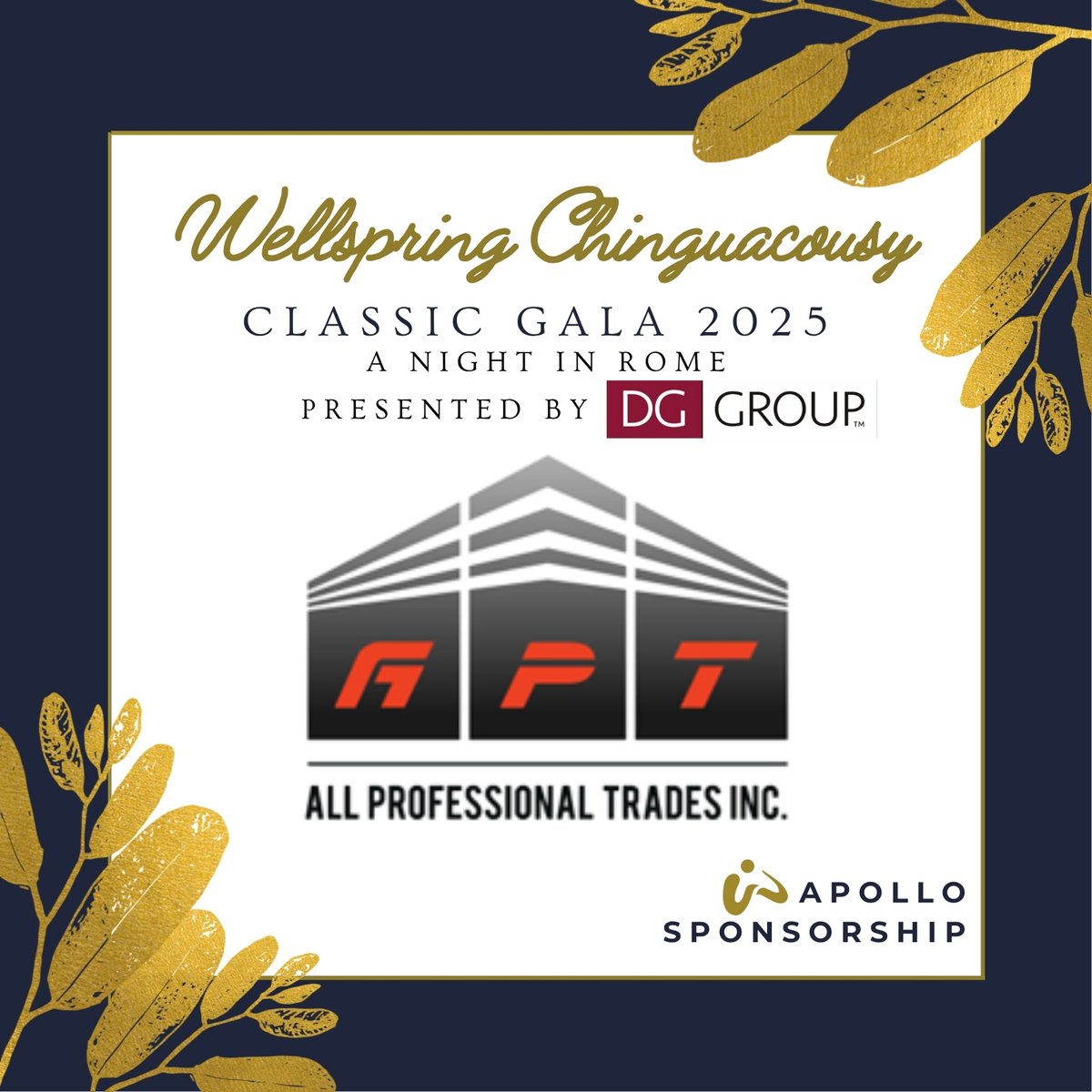 A huge thank you to All Professional Trades for your Dolce Vita Sponsorship at the #WellspringClassicGala2025, presented by DG Group! 💛 Your support helps #WellspringChinguacousy bring hope and healing to those living with cancer. Join us: wellspringchinguacousyevents.com
