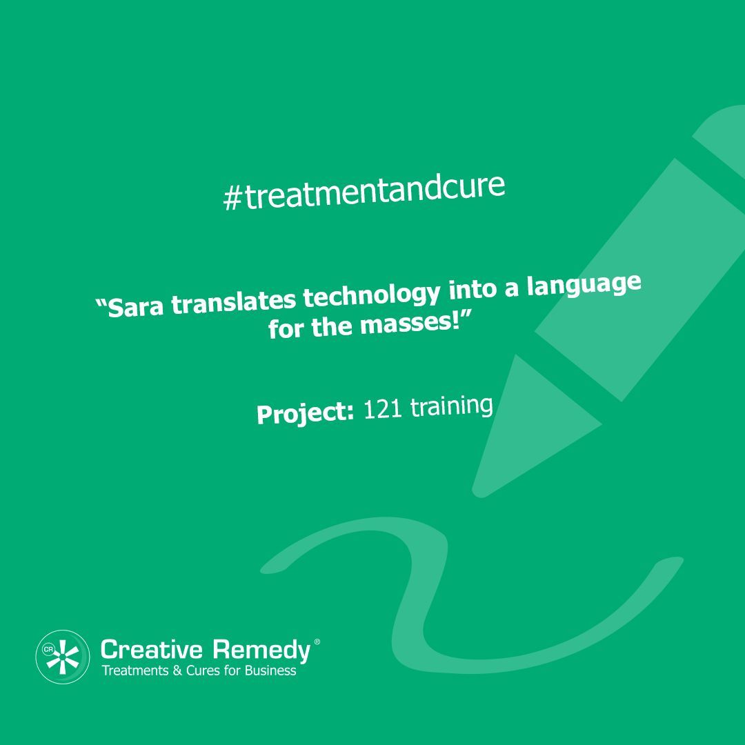 Customer Review:
“Sara translates technology into a language for the masses!”

#CreativeRemedy #DesignRemedy #SocialMediaManager