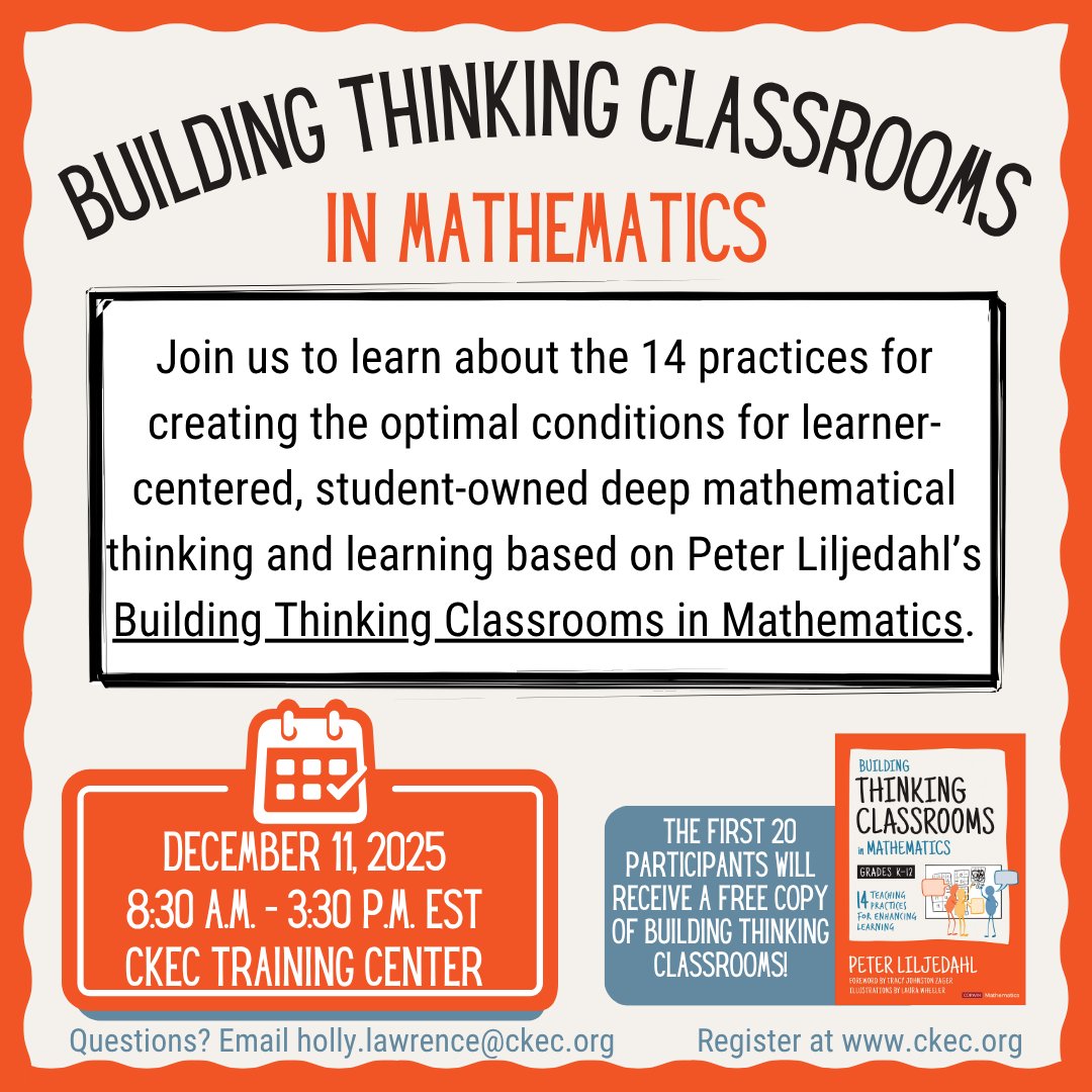 📣 Transform Your Math Classroom!
Join us on December 11th for a full-day, in-person workshop designed to discover how to create an active thinking environment where every student is engaged, challenged, and empowered to take ownership of their learning.