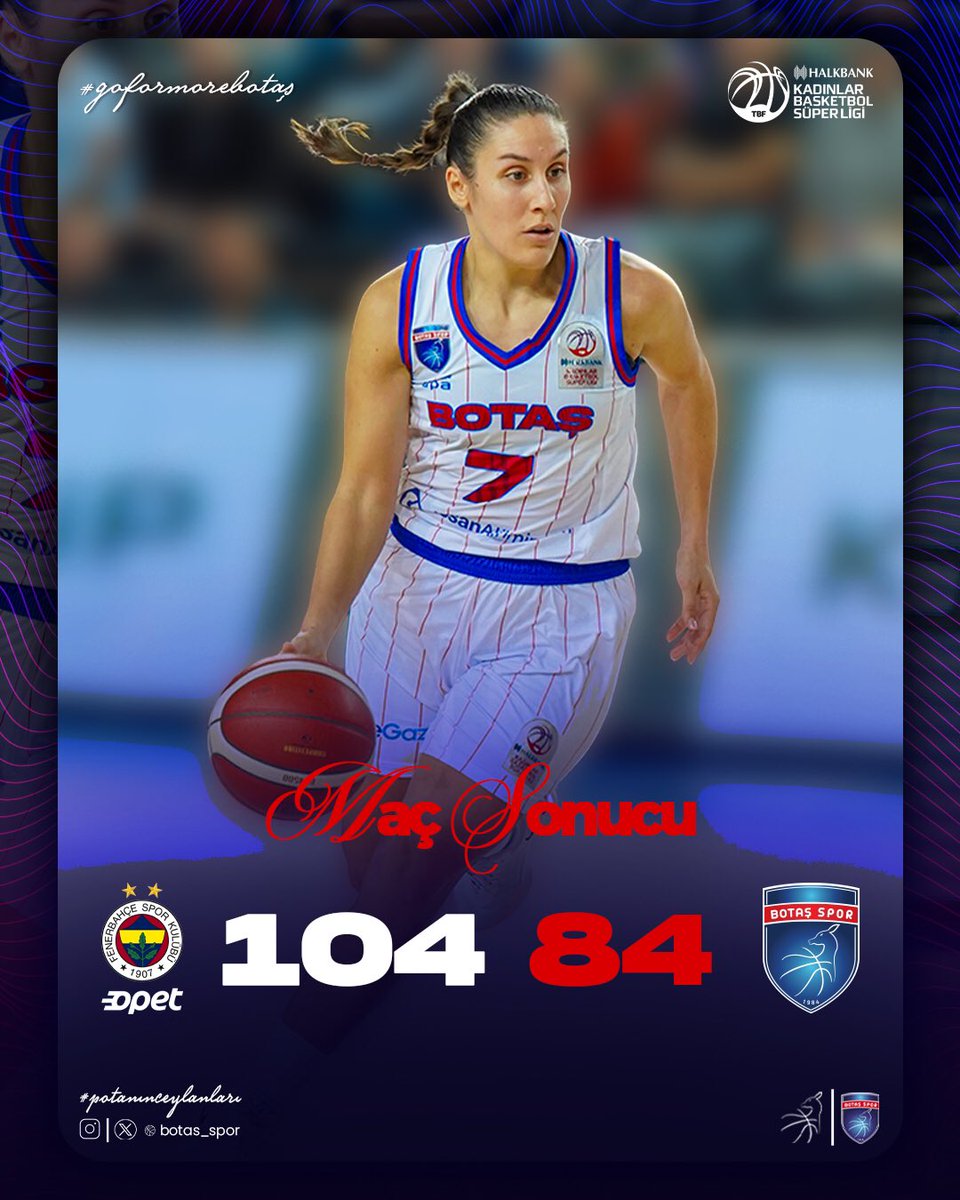 Maç Sonucu 🏀

Fenerbahçe Opet 1️⃣0️⃣4️⃣ - 8️⃣4️⃣ BOTAŞ

#potanınceylanları