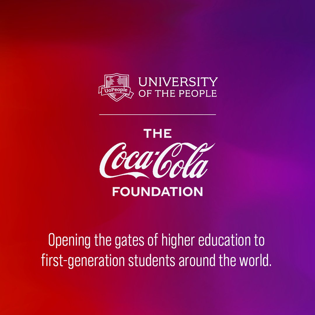 ShaiReshef's tweet image. Big news! 📢The Coca-Cola Foundation is joining forces with @UoPeople to open the gates of higher education to first-generation students — helping even more learners  access a tuition-free education.

Learn More 🔗 tinyurl.com/3hf5m2yv

@CocaCola  #UoPeople…