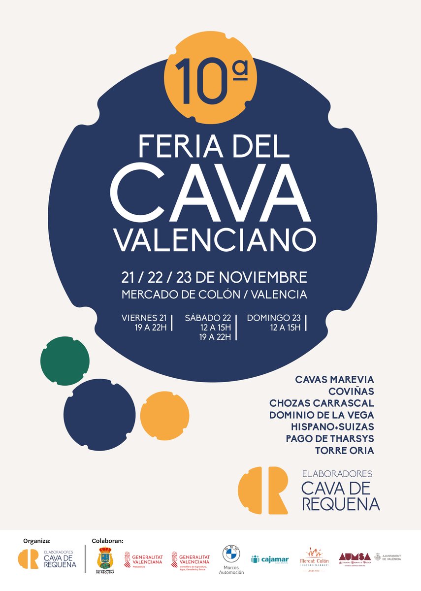 EL CAVA VALENCIANO CELEBRA 10 AÑOS BRINDANDO JUNTOS EN EL MERCADO DE COLÓN

La décima edición de la Feria del Cava Valenciano tendrá lugar los días 21, 22 y 23 de noviembre en el Mercado de Colón de València @cavaderequena <a href="/Valencia/">Valencia</a>