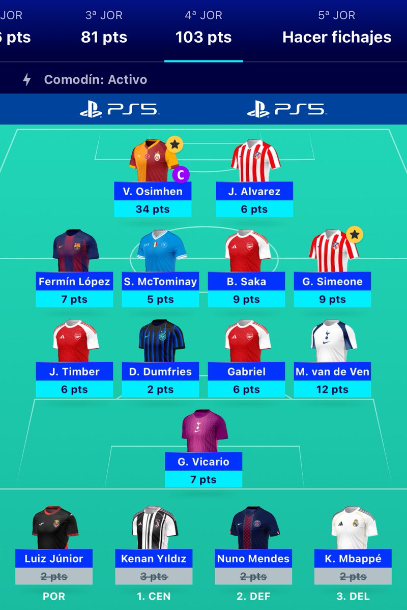 103pts🔥

Wildcard✅

 #UCLFantasy