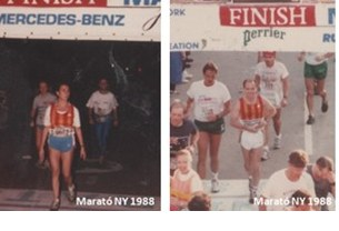 MARATÓ DE NOVA YORK 1988. VIVÈNCIA
Amb la Felicitat, la meva dona, vam celebrar els 25 anys de casats corrent una marató. La gent “normal” celebra les bodes de plata amb una cerimònia, un banquet, uns discursos, regals, un ball… Nosaltres ho vam fer amb una pallissa de 42.195