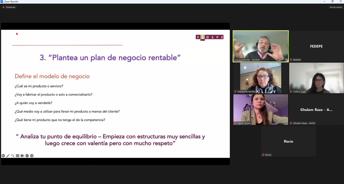 Esta mañana hemos celebrado la sesión online del programa FEDEPE: Jóvenes en Expansión, Jóvenes que emprenden #LaRioja  
Hemos abordado las principales cuestiones para emprender un negocio viable. Las participantes podrán optar a tutorías individuales 
Con el apoyo de <a href="/lariojaorg/">Gobierno de La Rioja</a>