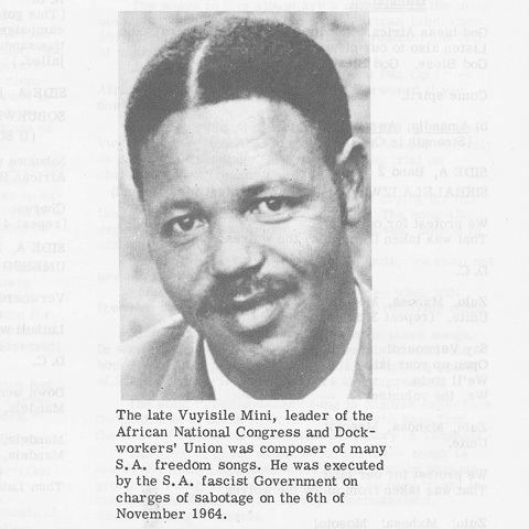 "...&amp; then the 3 martyrs broke into a final poignant melody which seemed to fill the whole prison with sound &amp; then gradually faded away into the distant depths of the condemned section."- Ben Turok
Vuyisile Mini, Wilson Khayingo &amp; Zinakile Mkaba were hanged on this day in 1964.