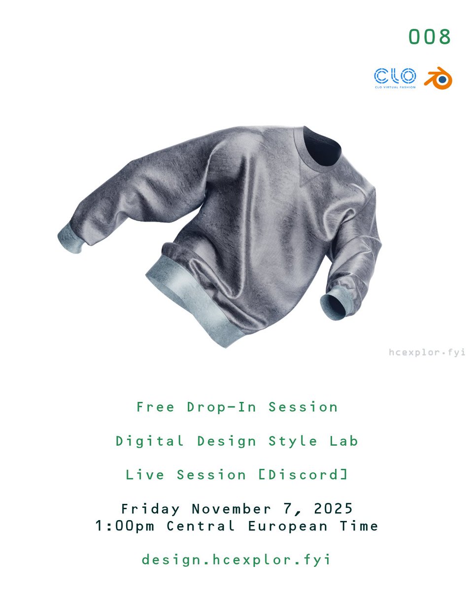 HCexplor's tweet image. Stuck in 3D fashion hell? Patterns flop, collisions rip—project DOA. Skip tutorials. Join FREE live troubleshoot sesh! 🗓️ Fri Nov 7, 1PM CET 📷 Discord Bring file, get unstuck FAST. Makers only. 🪡 DM for invite!

#3DFashion #CLO3D #DigitalFashion