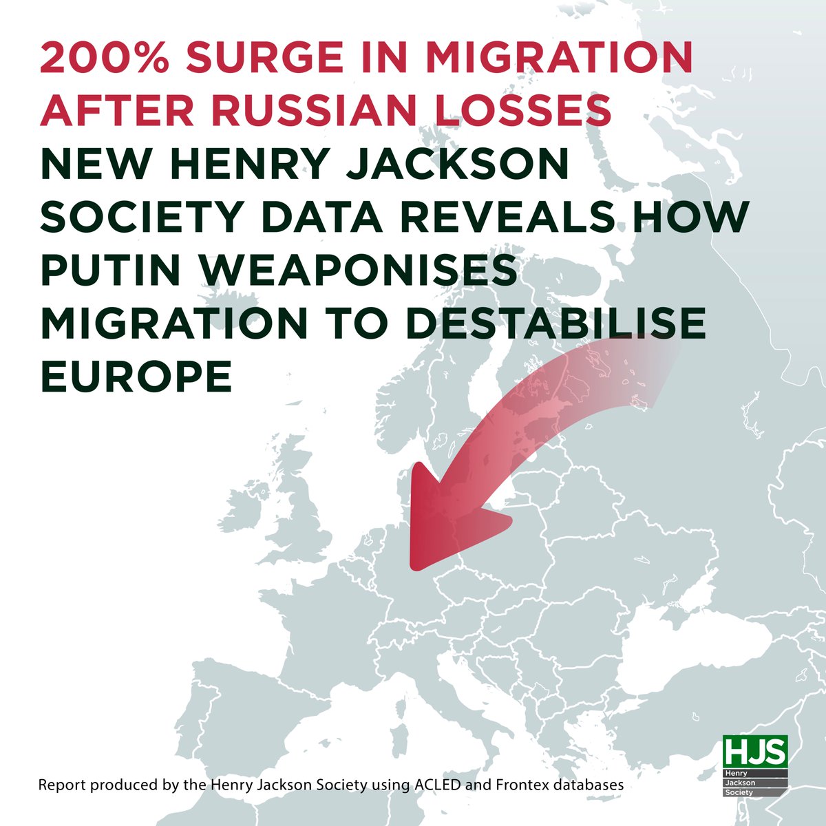 HJS_Org's tweet image. When Russia loses on the battlefield, Europe feels it at the border.
 
New HJS research shows migration surges by 200% after Russian defeats - a weapon of hybrid warfare used to divide the West.
 
The UK isn’t immune.
 
Russia’s Malicious Migration – read the full report:…