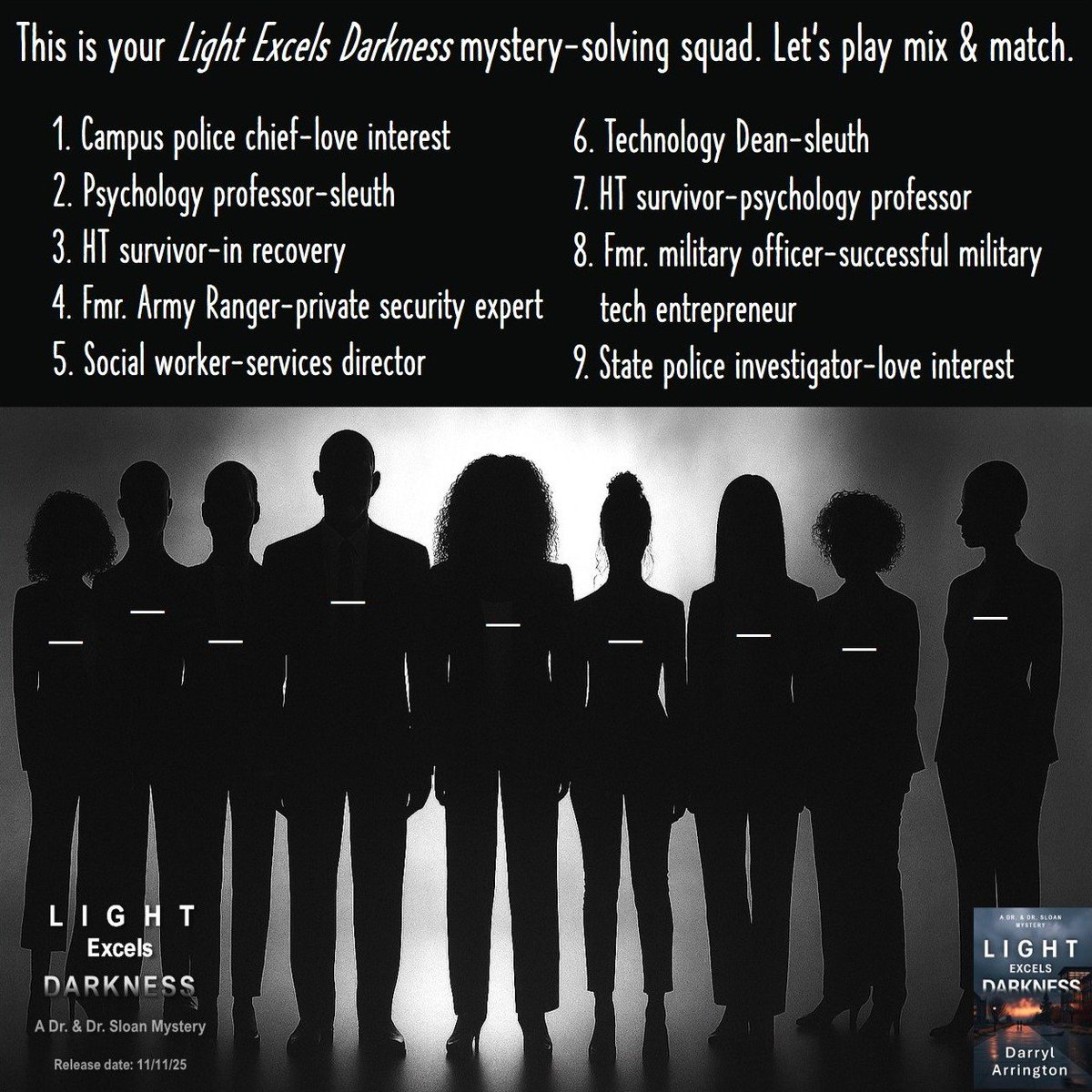 CastileSHouse's tweet photo. Light Excels Darkness: A Dr. &amp; Dr. Sloan Mystery. Cozy. Thrilling. Dramatic. And Soulish. #fiction #fallread #Christianfiction #harttohart #partnersincrime #nickandnoracharles #africanamericanfiction #humantrafficking #howcatchem #castilescrivenerhouse https://t.co/RPUIqx23Ku