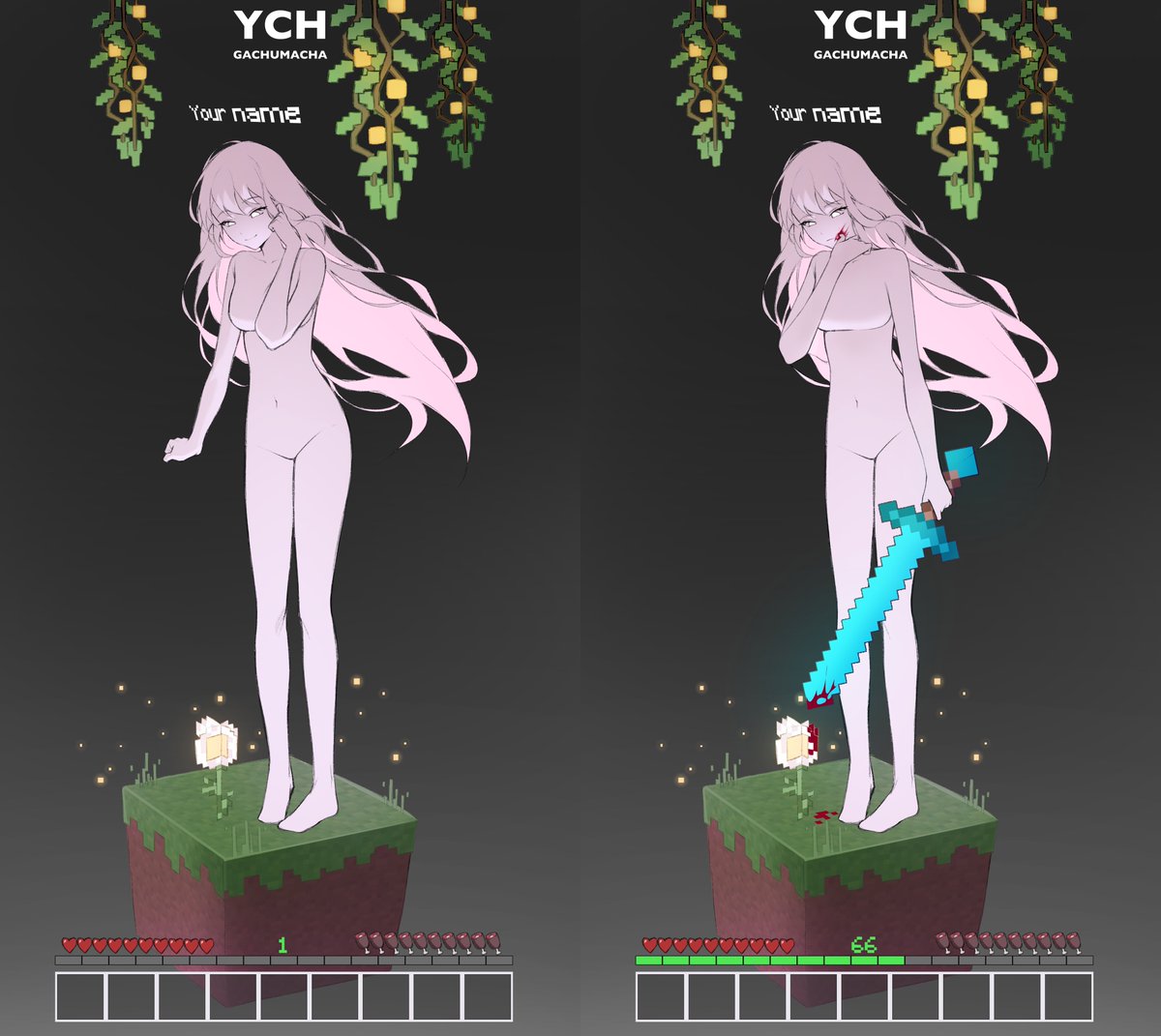 gachumacha's tweet photo. ☆*:.｡.o Minecraft YCH! o.｡.:*☆  ヽ(>∀<☆)ノ

I wanna draw examples, so drop your OC/PNG 
You can also can grab one on my VGen ( ˙꒳​˙ ) https://t.co/9pvljDGFbv