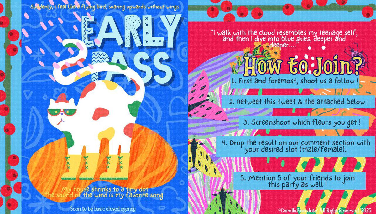 AnecdoteCorolla's tweet image. . . . [.𖥔 ݁ ˖] FREE TICKETS TO JOIN THE GARDEN! Who&apos;s excited. . .?
· · ──── ·𖥸· ──── · ·
We have 2 tickets that will be awarded to each 1 male and 1 female future giverd. Kindly read our rules before dropping your desired slot on comment section. Tons of luck, darling!