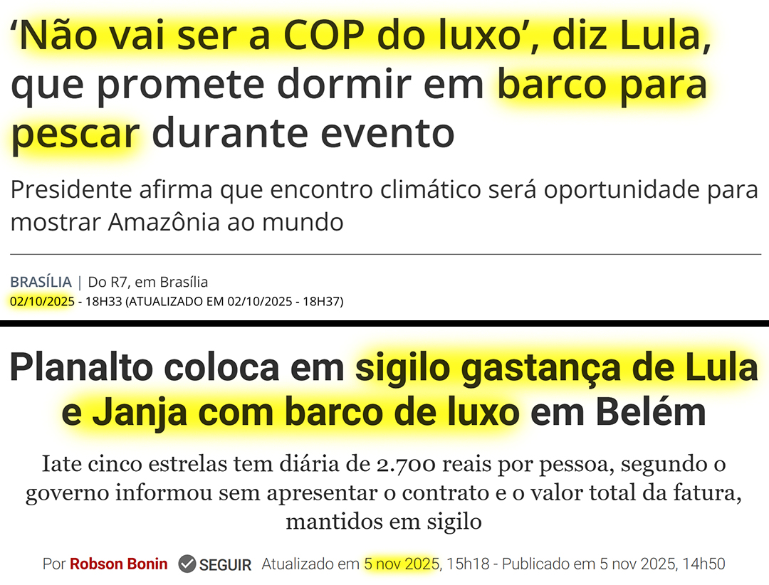 1 mês separam as duas notícias.