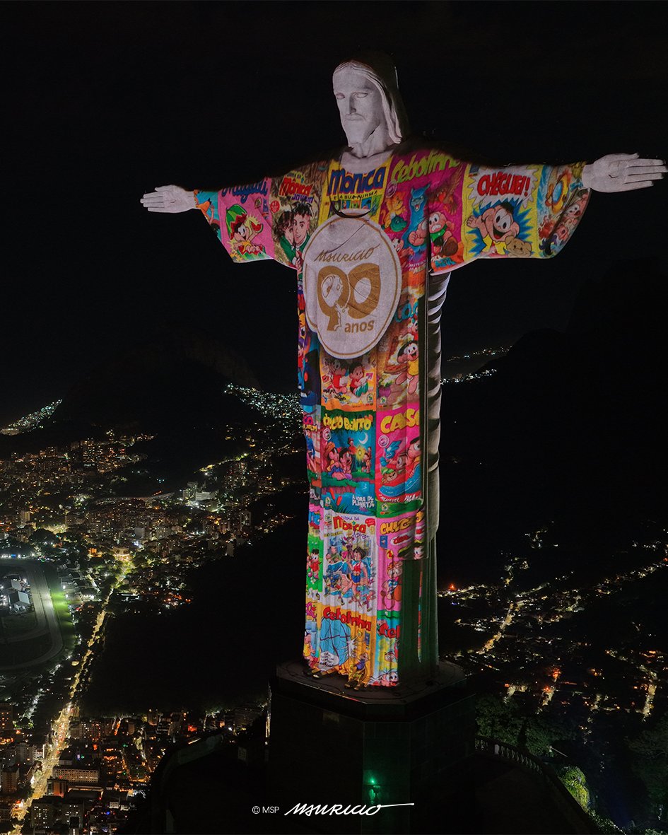 mauriciodesousa's tweet photo. O Brasil celebrou os 90 anos de Mauricio de Sousa com homenagens GIGANTES! Como Cristo Redentor...

🧶 https://t.co/V6INg69h2o