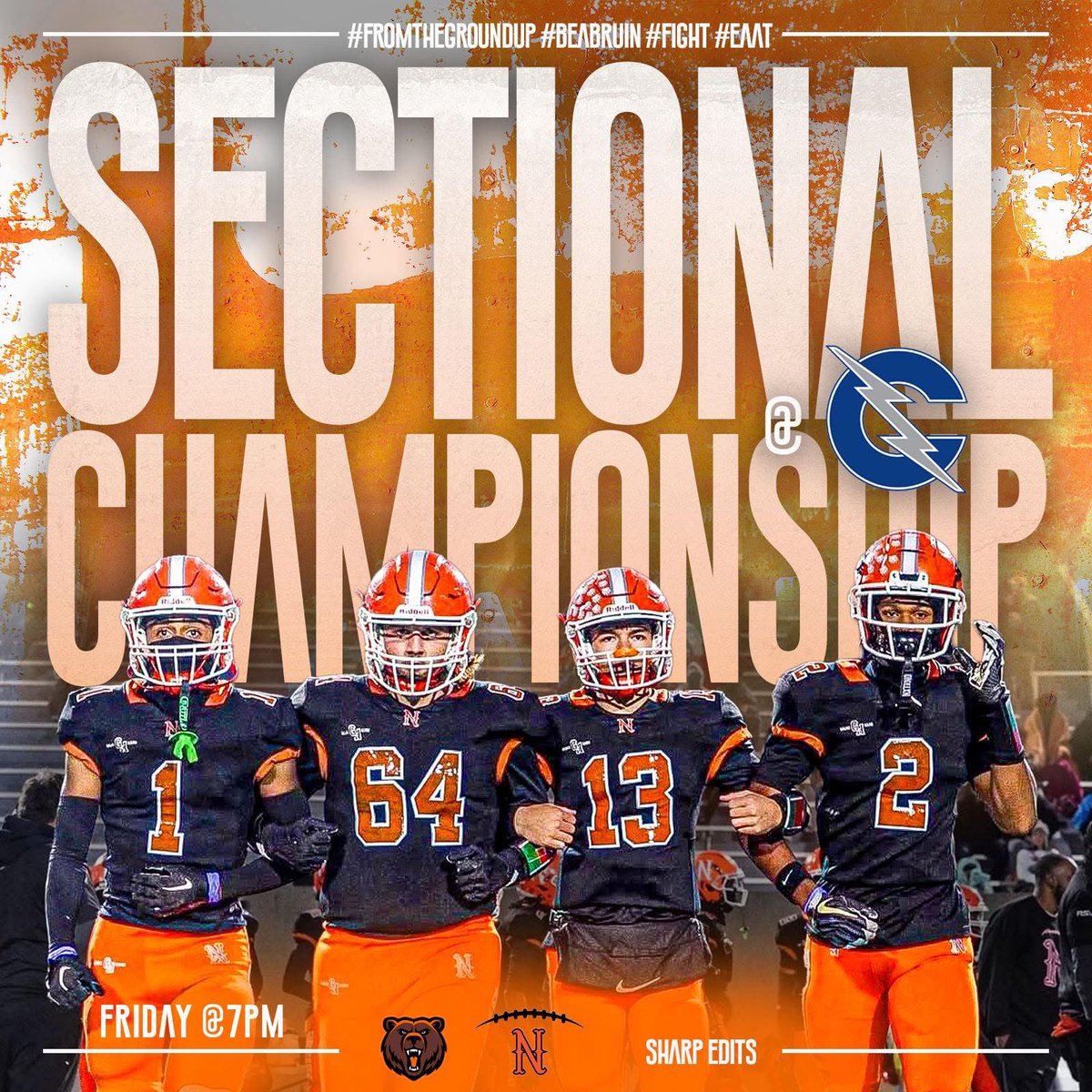 Come support your Bruins as they take on the chargers for sectional championship‼️ 🐻 #BeABruin #HeartOfABruin