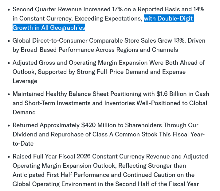 Another quarter of double-digit growth in ALL regions at Ralph Lauren $RL