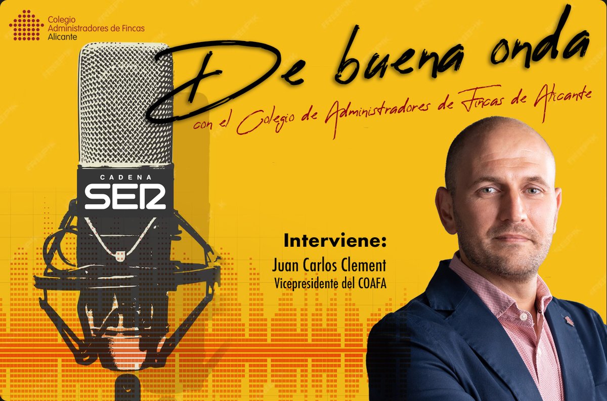 COAFA en Cadena SER Alicante. Interviene Juan Carlos Clement, vicepresidente del COAFA.
¿Qué pueden hacer las comunidades para mejorar la accesibilidad de sus edificios?
Enlace: go.ivoox.com/rf/162005863
