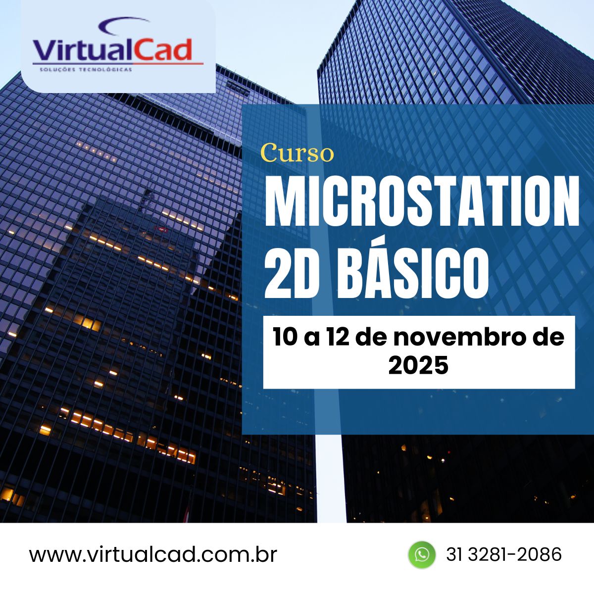 virtual_cad's tweet image. Treinamento de MicroStation 2D Básico no período de 10 a 12 de novembro de 2025.  Inscrições abertas!
virtualcad.com.br/ms2db.html
#microstation #virtualcad #cursomicrostation #treinamentomicrostation #cad