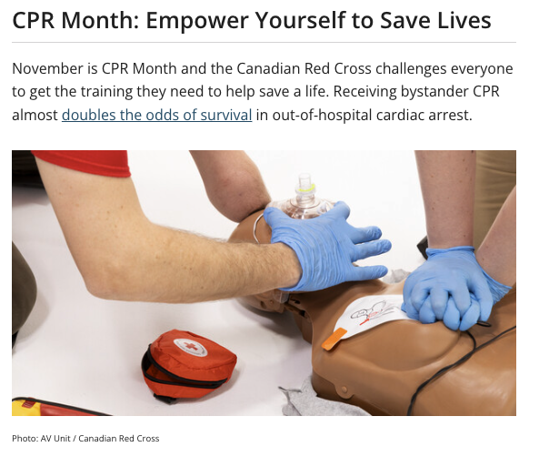 GilmourPsych's tweet photo. November is CPR Month! Learn CPR, save lives. https://t.co/K8QmFViRZu